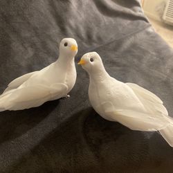 Doves 2 Pc With Wire Feet