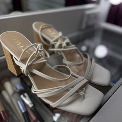 White Wrap Up Heels