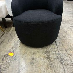 KIVENJAJA Swivel Barrel Chair, Teddy Sherpa Upholstered Round Accent Arm Chairs, Boucle 360 Degree Small Single Sofa Armchair for