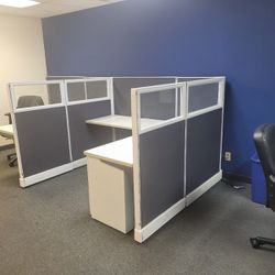 Cubicle With Partial Glass Panel