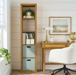 Better Homes & Gardens 5 Cubes Vertical Storage Organizer, Light Honey