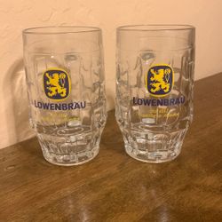 Vintage German Lowenbrau Beer Mug/Stein.          Pair/Mint