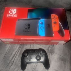 Nintendo Switch With Games And Pro Controller