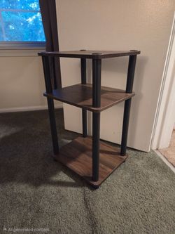 Two- 3-Tier End Table with Black Tube Legs
