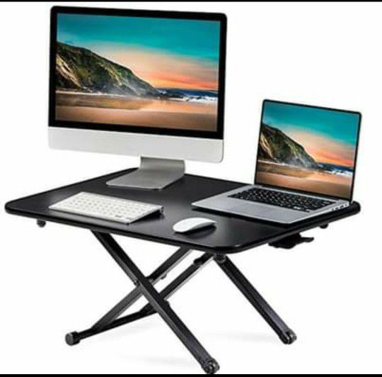 FITUEYES Height Adjustable Standing Desk 30'' Gas Spring Rider Desk Converter for Dual Monitor