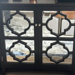 Espresso Brown Wooden And Mirrored Cabinet