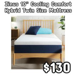 NEW Zinus 10" Cooling Comfort Hybrid Twin Size Mattress: Njft 