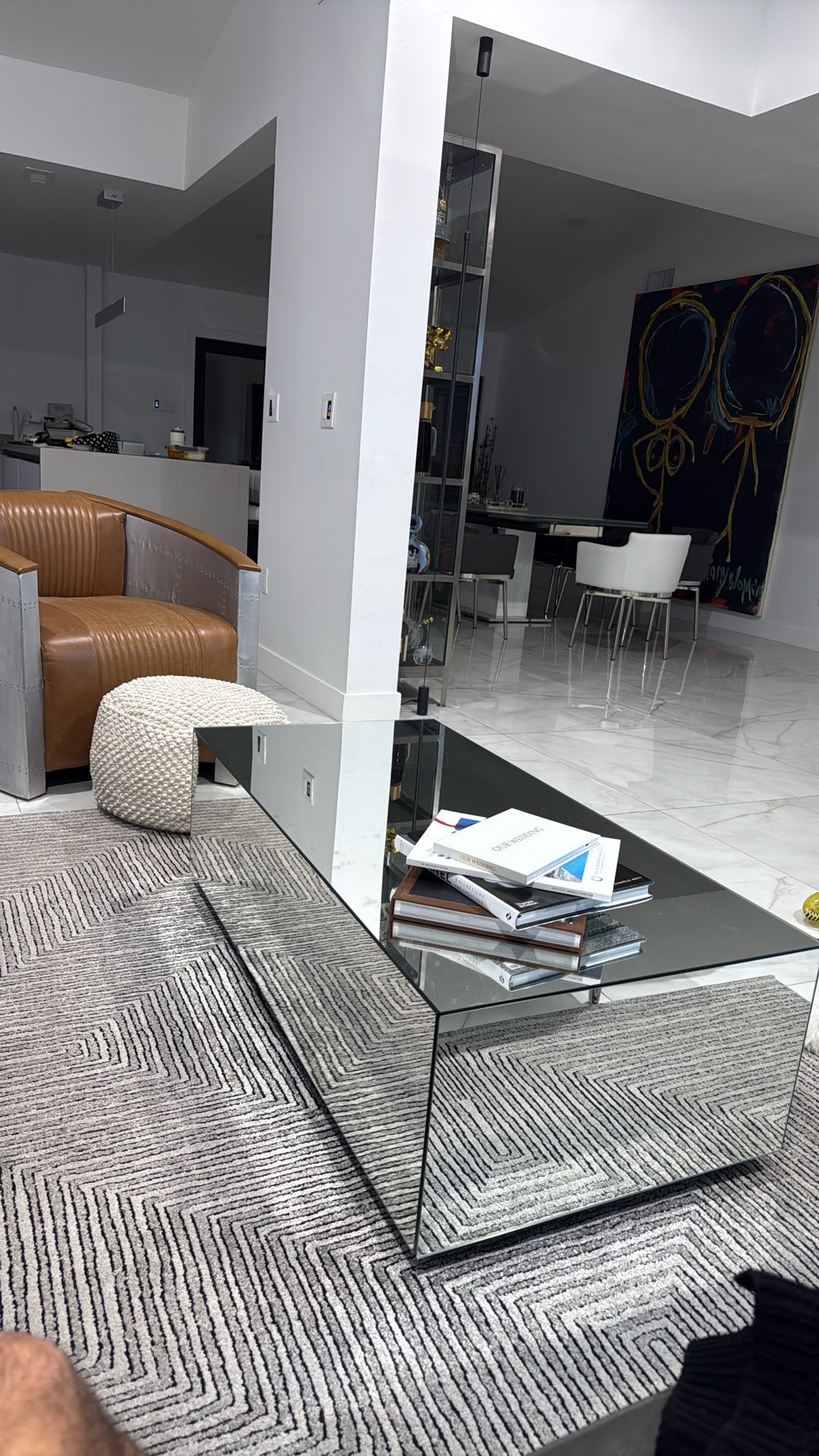 Tempered Glass Coffee Table - Modern Mirror Rectangular Coffee Tables for Living Room