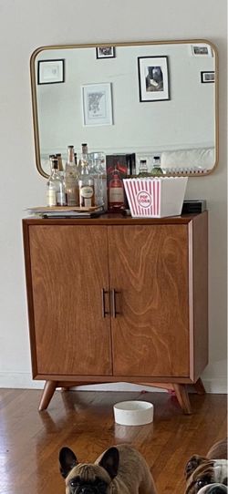 Mid-Century Modern Hidden Bar Cabinet – Solid Wood