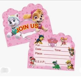 Pink Paw Patrol invitation cards.