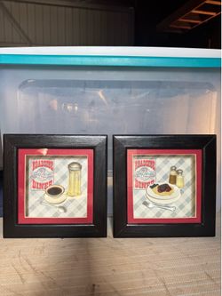 Vintage Home Interiors "Roadside Diner" 3D Shadow Box Wall Art Set (2)
