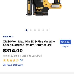 20volt Max Sds Variable Speed Cordless Roaary Hammer Drill