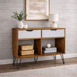 console table   w 2 drawers oak gray