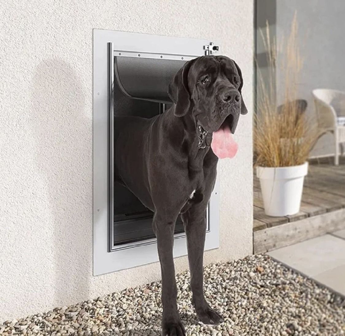 NEW Baboni 3 Flap Pet Door For Wall Size Large for Pets up to 100 Pounds New, Open Box For Walls that are 4 3/4 to 7 1/4 inches thick Flap Opening is