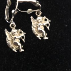 Vintage CUPID CHERUB ANGEL BOW ARROW EARRINGS
