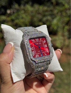 Red face iced out watch
