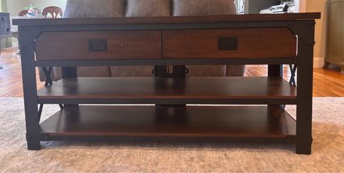 Industrial Wood and Metal Coffee Table