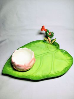 Disney Park Exclusive Tiana's Palace Lily Pad Ceramic Plate & Lotus Cup The Princess and the Frog Disneyland