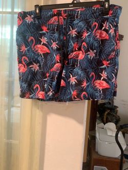 George Men’s Swim Shorts Large 36–38 Flamingo Tropical Print