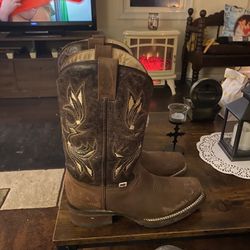mens cowboy boots sz 10.5 real leather 