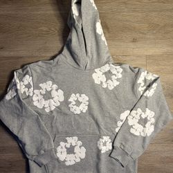 Gray Denim Tear Hoodie Size Medium 