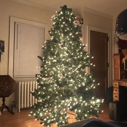 7 Ft Tall Christmas Tree. + String Lights And Storage Bags . With Stand