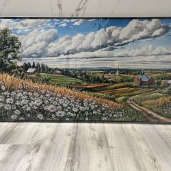 29”-58” Brand new  Farmhouse Wall Art Large, Daisy Sky Rustic Mountains Canvas Paintings Spring Summer Landscape Artwork Pictures for Living Room Bedr