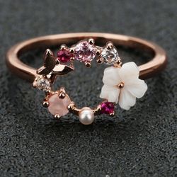 925 silver Waterpearl Rose Gold ring 6 Sterling
