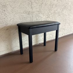 One New Black Upholstered Piano Bench