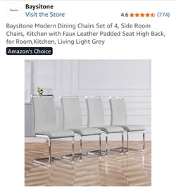 Baysitone Modern Dining Chairs Set of 4, Light Grey