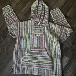 Colorful Striped Hooded Baja Hoodie / Drug Rug