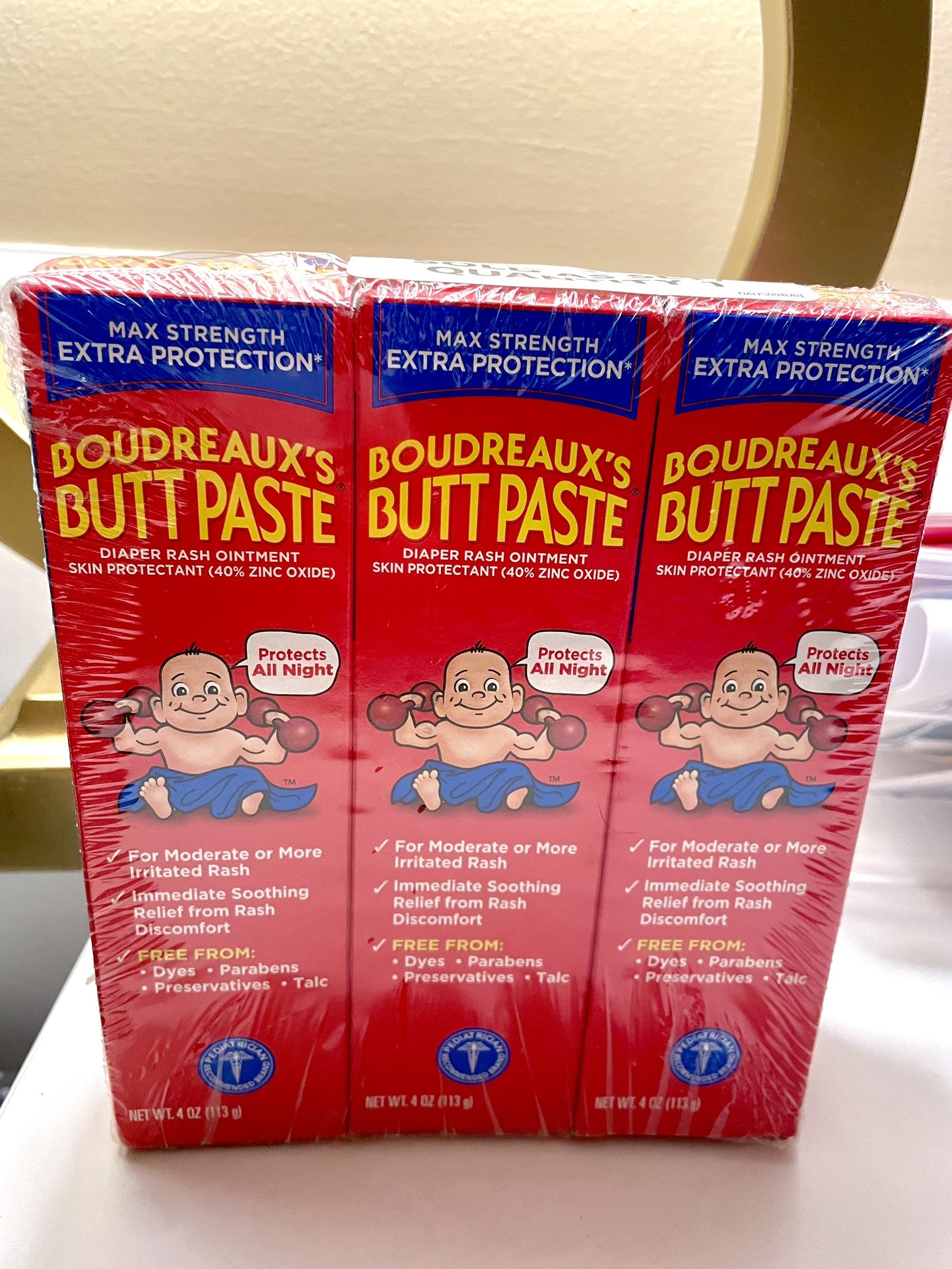 Boudreaux's Butt Paste Maximum Strength Diaper Rash Ointment, 4 oz., 3 Count (NEW IN PACKAGE)