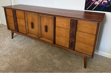 Mid Century 9 Drawer Walnut Dresser