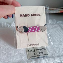 Cute dog with pink shirt hair clip 