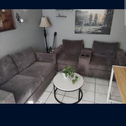 Grey Modular Corduroy Couch