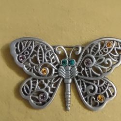 JJ Janette Pewter Butterfly Brooch