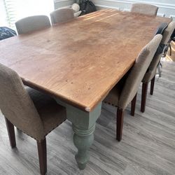 Solid Wood Dining Table + 8 Chairs – $300