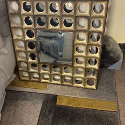 Black And. Gold Mirror  With The Hole