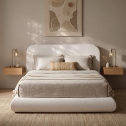 AirFrame™ Queen Size Bed Frame with Bread Curved Headboard
