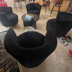 Set Of 4 Z-Gallery Swivel Barrel Chairs 