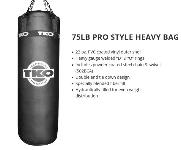 PUNCHING BAG - TKO 75lb PRO STYLE HEAVY -