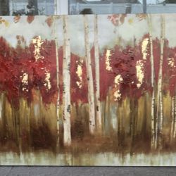 60"W × 30"H VIVID AUTUMN RED BIRCH CANVAS WALL FRAME
