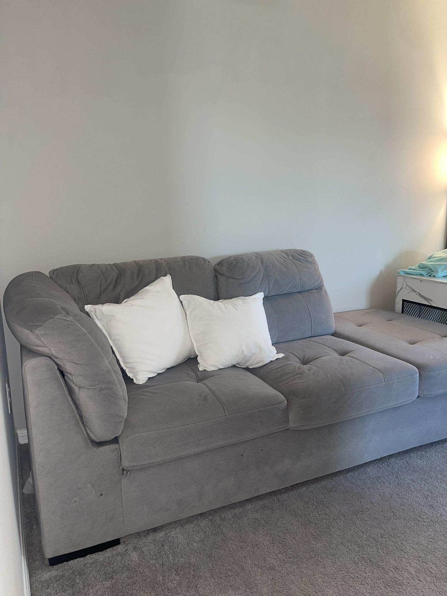 Gray 2 Piece Sofa (with Extension)