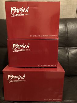 Set Of Stainless Steel Parini Signature Series Cook Pots 7qt, 4 Qt, 3.5 Qt With Steamer