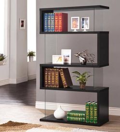 Geometric Black and Glass Bookcase ONLY $199! Best Deal!