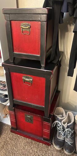 Three Red Chest/Trunks