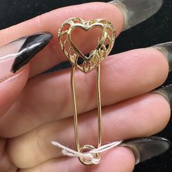 14k Yellow Gold Heart Pin