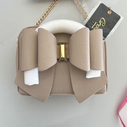 Small Chic Bow Accent Tan Handbag For Women