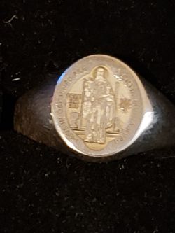 Saint Benedict sterling silver ring