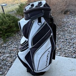 MAXFLI GOLF CART BAG Lightweight 14 way top Black/White w/ Rainhood 